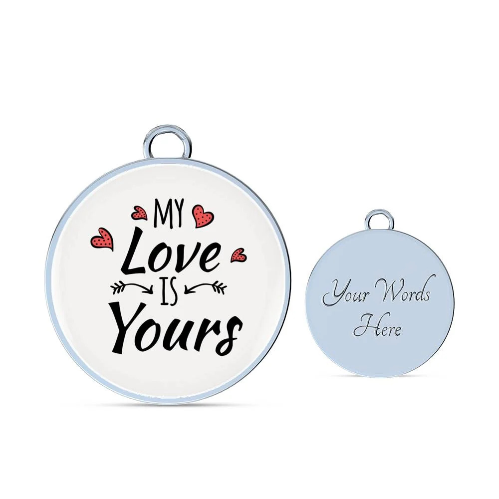 My Love Is Yours Personalized Engraved Silver Circle Bangle Bracelet Custom Nam